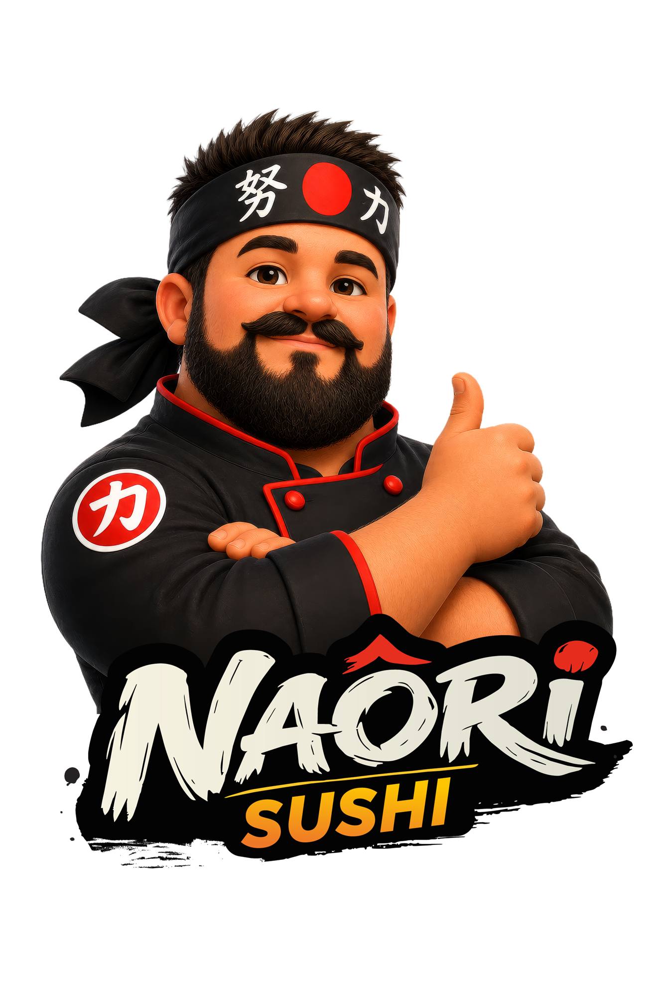 Personagem Gohan com logotipo Naori Sushi